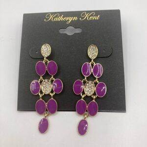 Katheryn Kent purple enamel rhinestone dangle earrings